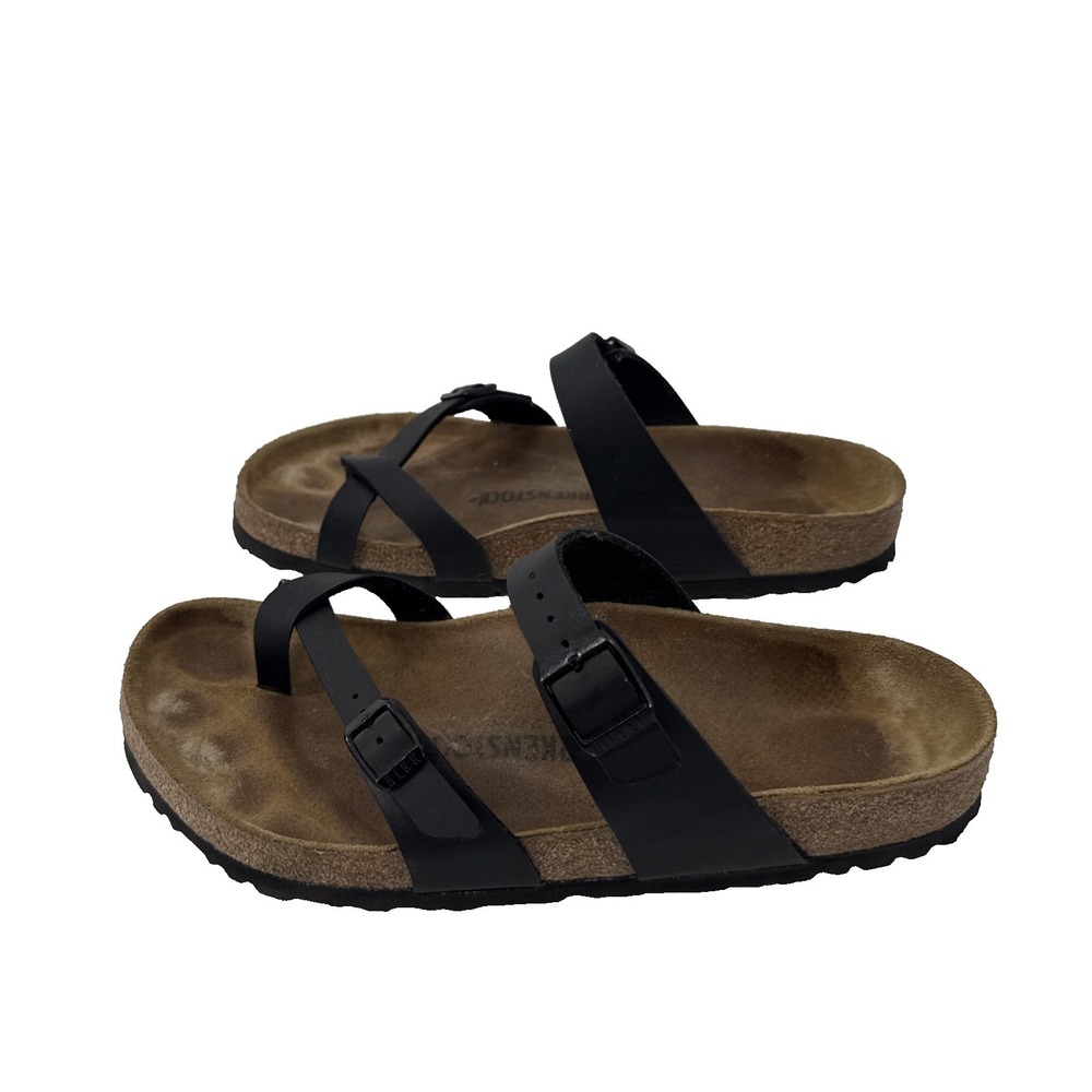 Birkenstock Mayari Sandals Women 11 Men 9 EU 42 Black Leather - Picture 6 of 7